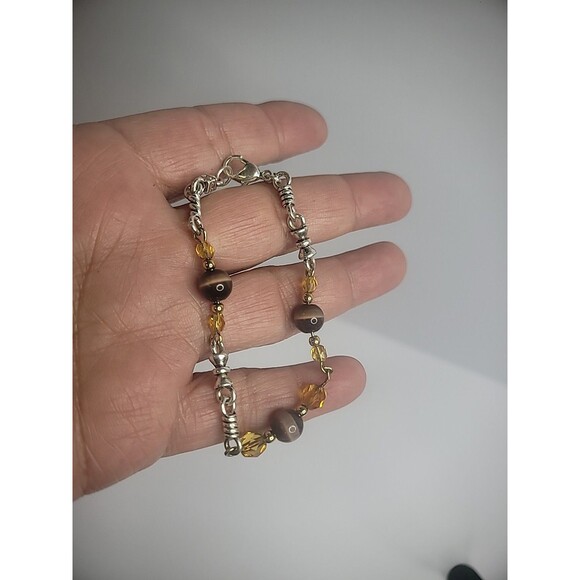 Vintage Premier Designs Silver Tone Bracelet Stone Beaded Jewelry Costume - Picture 9 of 9